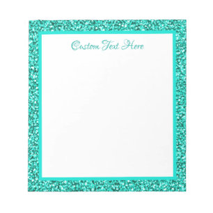 Glam Blue Glitzer Sparkle Border Personalisiert Notizblock