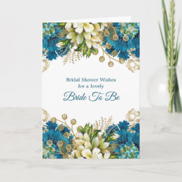 Glam Blue Gold Floral Brautparty Karte
