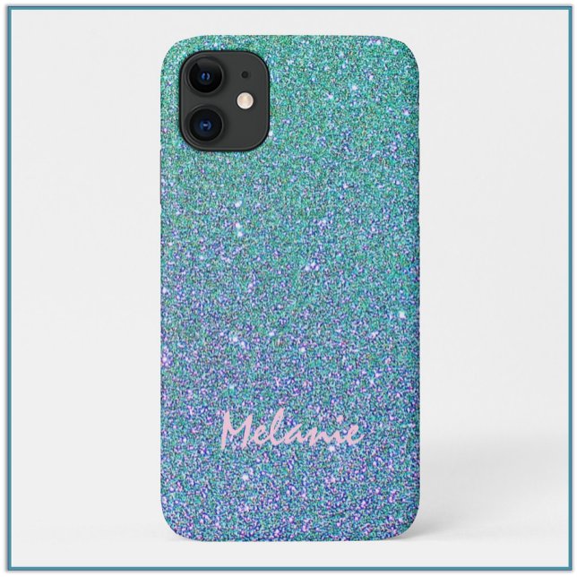 Glam Blue Green und Lila Glitzer Case-Mate iPhone Hülle (Von Creator hochgeladen)