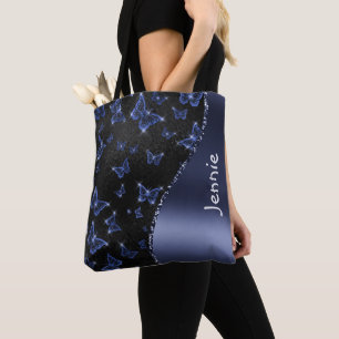 Glam Blue Silver Glitzer Schmetterlinge Personalis