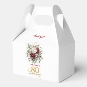 Glam Blush Burgunder 80. Geburtstagsgeschenkbox Geschenkschachtel