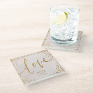 Glam blush Imitate Glitzer Rose Goldkalligraphie L Glasuntersetzer