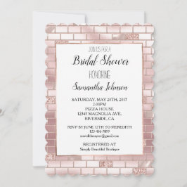 Glam Blush Pink Bricks Brautparty Einladung