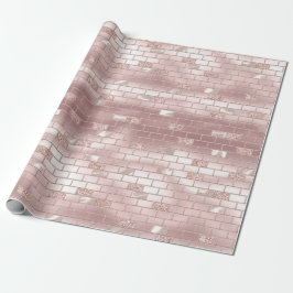 Glam Blush Pink Bricks Brautparty Geschenkpapier