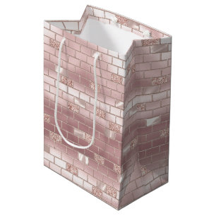 Glam Blush Pink Bricks Brautparty Mittlere Geschenktüte