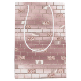 Glam Blush Pink Bricks Brautparty Mittlere Geschenktüte