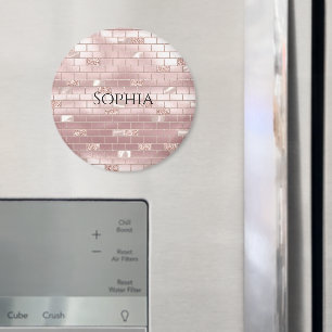 Glam Blush Pink Bricks Magnet