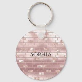 Glam Blush Pink Bricks Schlüsselanhänger
