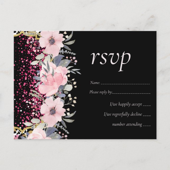 Glam Blush Pink Floral Moderne Hochzeitsgeschichte Postkarte (Vorderseite)