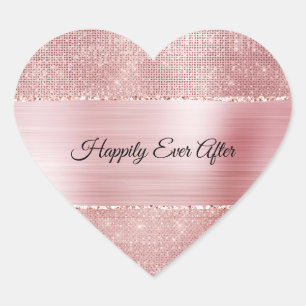 Glam Blush Pink Glitz Sparkle Herz-Aufkleber