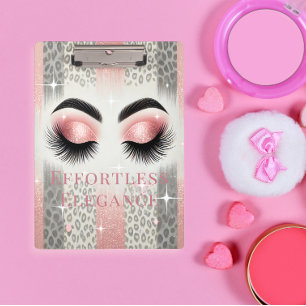 Glam Blush Pink Glitzer Eyelashes Klemmbrett