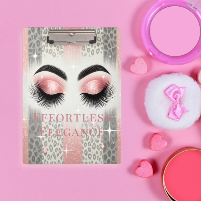 Glam Blush Pink Glitzer Eyelashes Klemmbrett (Glam pink glitter lashes clipboard — chic gift for bachelorette, bridal party, or birthday.

)