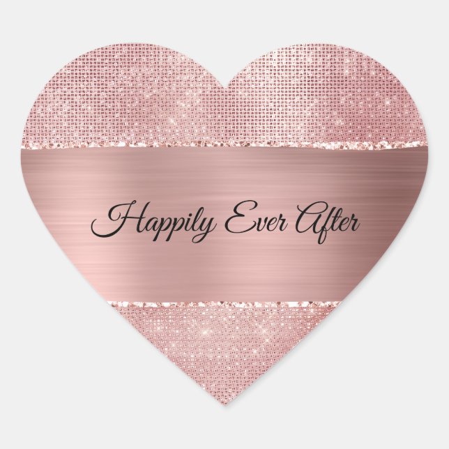 Glam Blush Pink Glitzy Sparkle Herz-Aufkleber (Vorderseite)