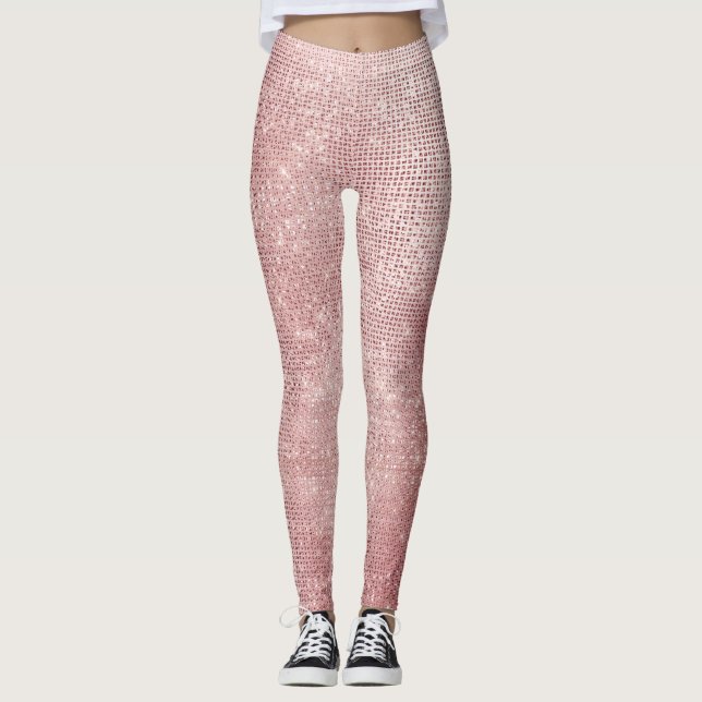 Glam Blush Pink Glitzy Sparkle Leggings (Vorderseite)