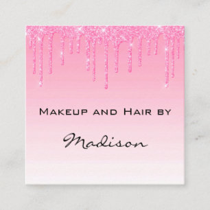 Glam Blush Pink Rose Glitter Tropfen Makeup-Artist Quadratische Visitenkarte