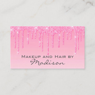Glam Blush Pink Rose Glitter Tropfen Makeup-Artist Visitenkarte