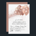 Glam Blush Pink Rose Gold Glitzer Ballon Geburtsta Einladung<br><div class="desc">Glam Blush Pink Rose Gold Glitzer Ballon Einladung zum Geburtstag</div>
