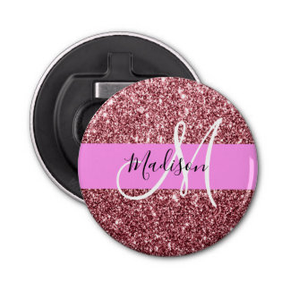Glam Blush Pink Rose Gold Glitzer Sparklogramm Flaschenöffner