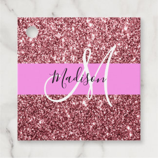 Glam Blush Pink Rose Gold Glitzer Sparklogramm Geschenkanhänger