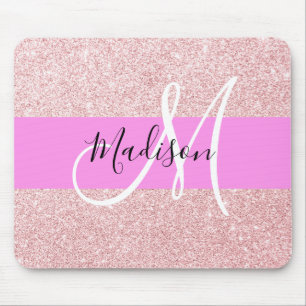 Glam Blush Pink Rose Gold Glitzer Sparklogramm Mousepad