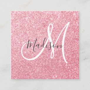 Glam Blush Pink Rose Gold Glitzer Sparklogramm Quadratische Visitenkarte