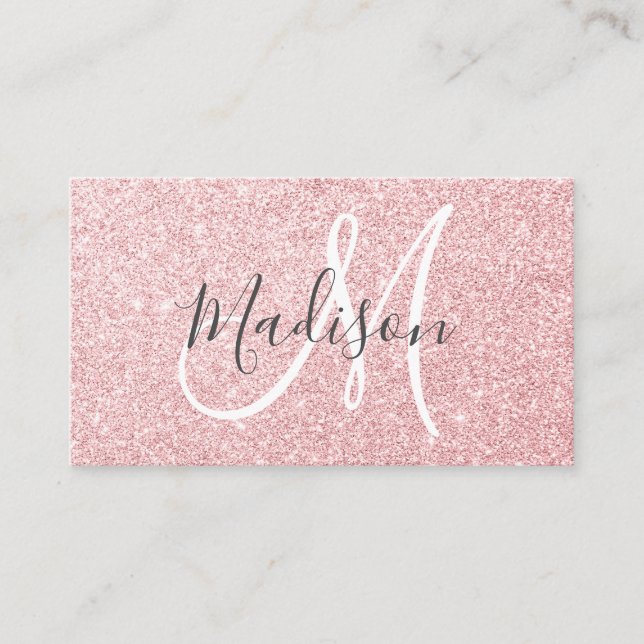 Glam Blush Pink Rose Gold Glitzer Sparklogramm Visitenkarte (Vorderseite)