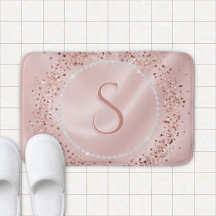 Glam Blush Pink Rosen Gold Glitter Monogramm