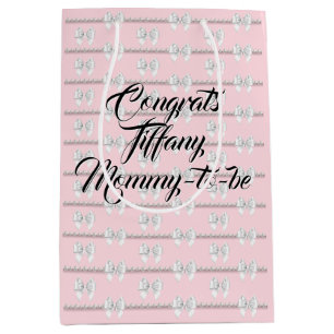 Glam Blush Pink Tiffany Perlen Thema Baby Shower Mittlere Geschenktüte