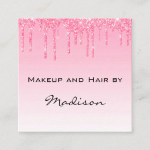 Glam Blush Rosa Glitter Tropfen Makeup-Artist Quadratische Visitenkarte