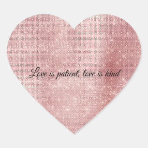 Glam Blush Rosa Glitzer Funkeln Herz-Aufkleber