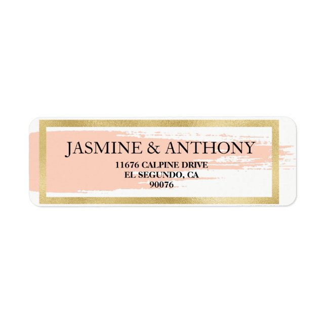 Glam Blush Watercolor Splash Gold Frame Wedding (Vorne)
