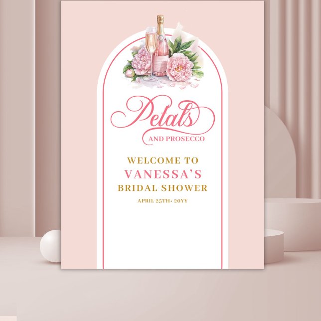 Glam Blüten und Prosecco Shower Banner roségold Wandteppich (Glam petals and prosecco shower banner blush gold)