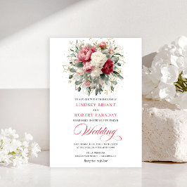 Glam Boho Blush White Gold Wedding Invitation Einladung