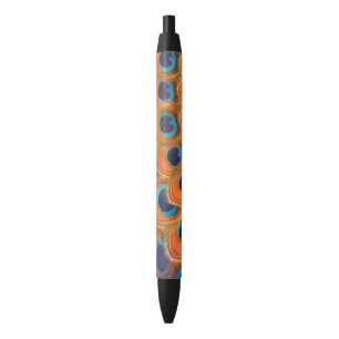 Glam Boho Orange Blue Peacock Feathers Kugelschreiber