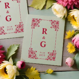 Glam Botanical Frame Wedding Initials Gummistempel
