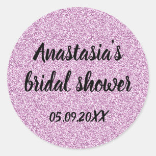 Glam Brautparty Flieder Lila Glitter Funkeln Runder Aufkleber