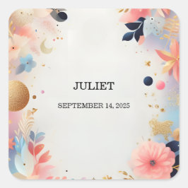 Glam Bright Pastel Ombre Glitzer Brautparty Quadratischer Aufkleber