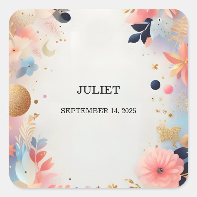 Glam Bright Pastel Ombre Glitzer Brautparty Quadratischer Aufkleber (Vorderseite)