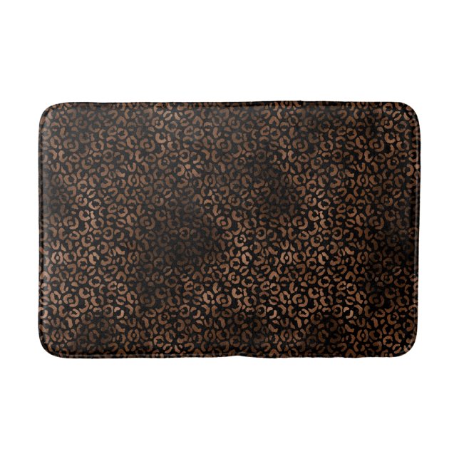 Glam Brown Black Leopard Print Badematte (Vorderseite)