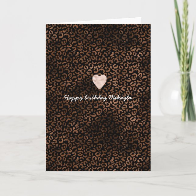Glam Brown Black Leopard Print Karte (Vorderseite)