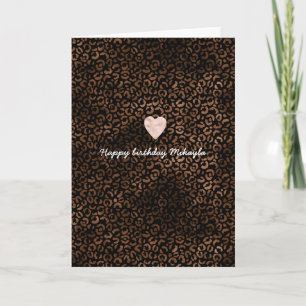 Glam Brown Black Leopard Print Karte