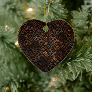 Glam Brown Black Leopard Print Keramik Ornament