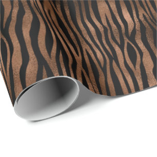 Glam Brown Black Zebra Print Geschenkpapier