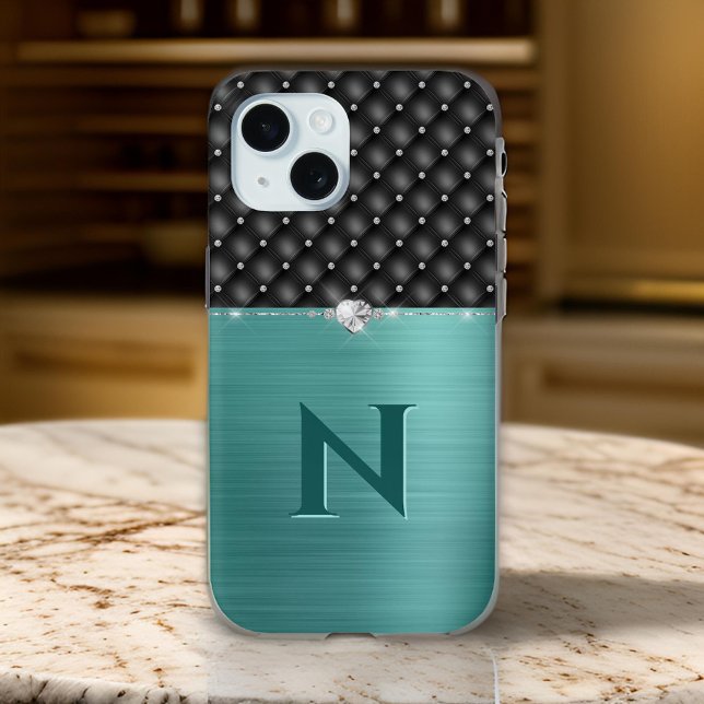 Glam Brushed Green Metal und Imitat Leather Look Case-Mate iPhone Hülle (Von Creator hochgeladen)