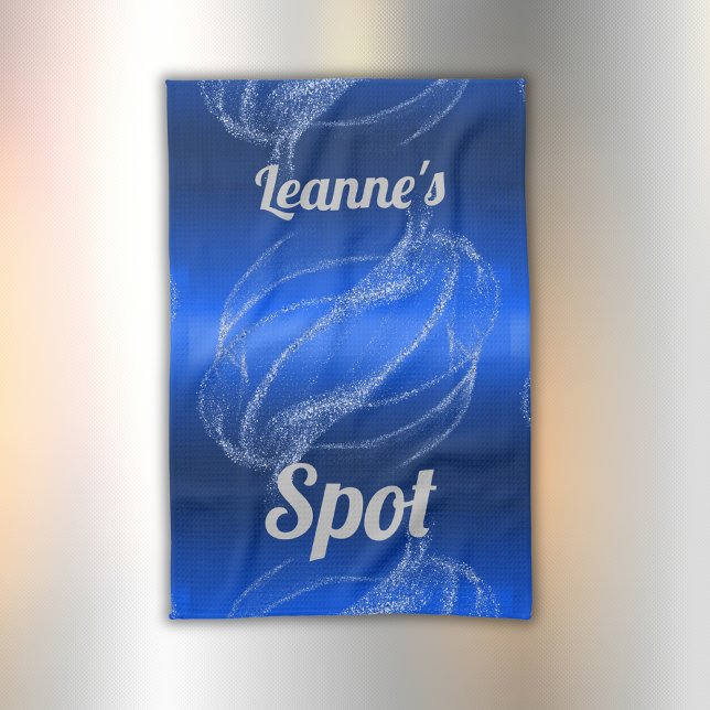 Glam Brushed Metal und Glitzer Blue Monogram | Geschirrtuch (Von Creator hochgeladen)