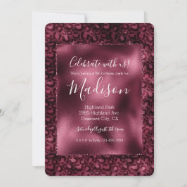 Glam Burgundy Leopard Print Einladung