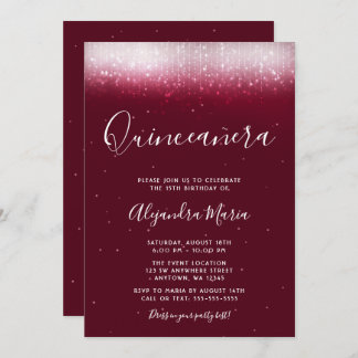 Glam Burgundy Quinceañera Einladung