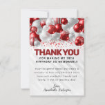 Glam Burgundy Red Silver Balloon Glitzer Geburtsta Dankeskarte<br><div class="desc">Modern Glam Burgund Red Silver Gray Balloon Glitzer Sparkle Jedes Alter Vielen Dank</div>