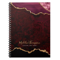 Glam Burgundy Velvet Agate Geode Gold Script