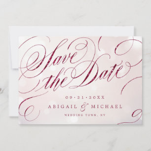 Glam burgundy Vintage Kalligraphie Save the Date